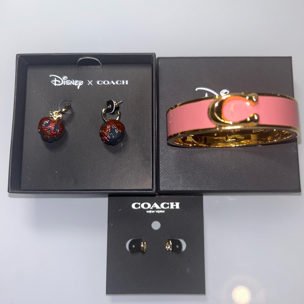 Coach Pink Enamel Cuff Bracelet with Gold-Tone 'C' Accent - Picture 12 of 12